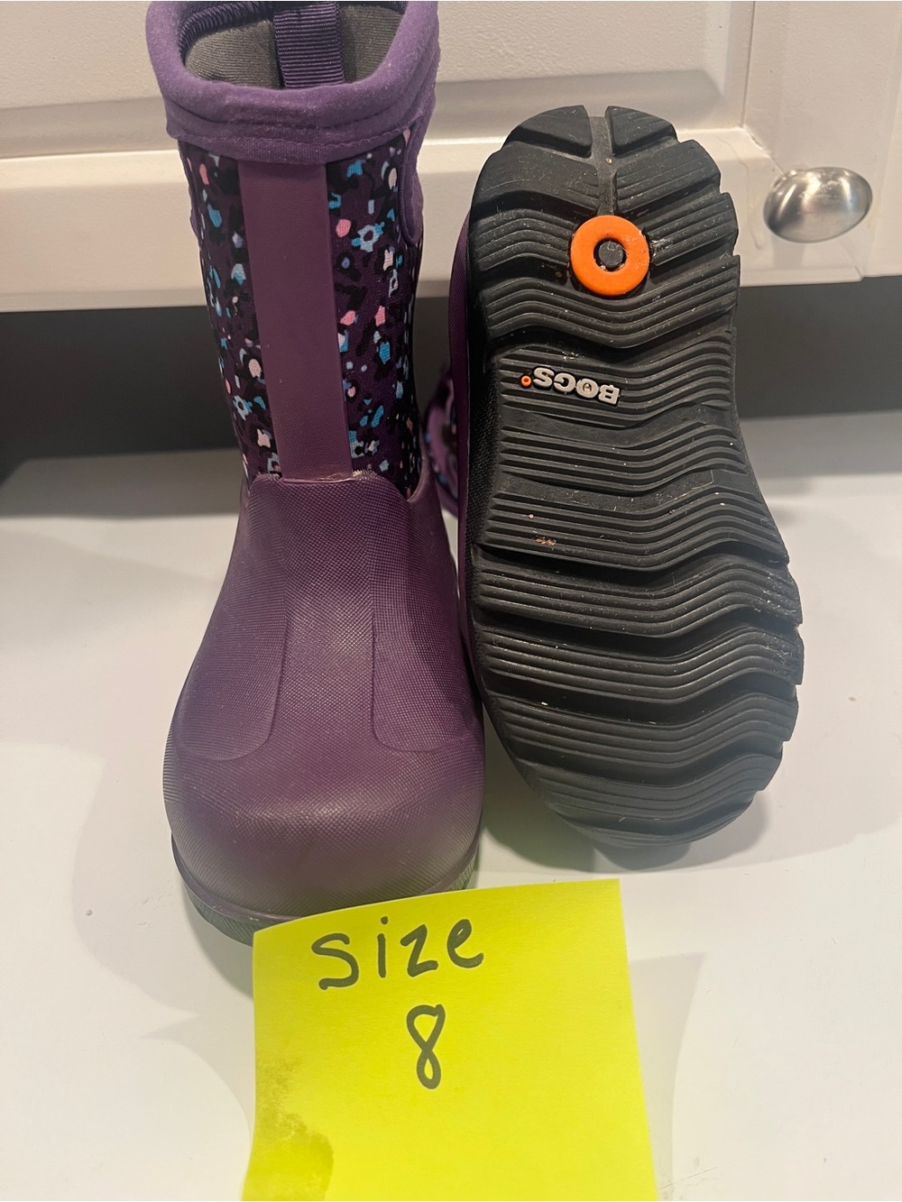 Bogs Kids Purple Patterned Waterproof Rain Boots
